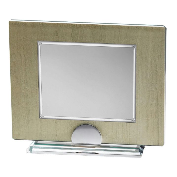 Placa Homenaje Cristal-Aluminio 24x20cm P-3018/3C Chapa Bordes Detallados 16x12cm