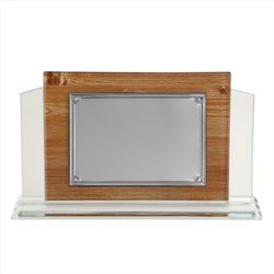 Placa Homenaje Cristal-Aluminio 25x20x6cm P-2233/2C Detalles Esquinas