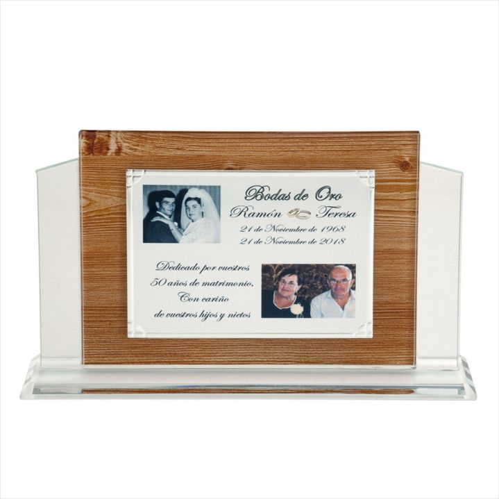 Placa Homenaje Cristal-Aluminio 25x20x6cm P-2237/2C Esquinas Adornadas