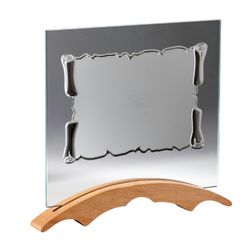 Placa Homenaje Cristal-Aluminio 26,5x19,5cm P-3038/3C Base Madera Chapa Pergamino 16x12cm