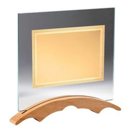 Placa Homenaje Cristal-Aluminio 26,5x19,5cm P-3041/3C Base Madera Chapa Dorada 16x12cm