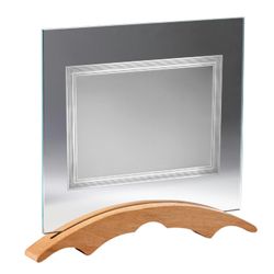 Placa Homenaje Cristal-Aluminio 28,5x21,5cm P-3040/2C Base Madera Chapa Bordes Líneas Rectas 20x15cm