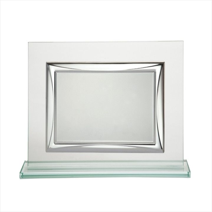 Placa Homenaje Cristal-Latón 21x18cm P-2225/2C Bordes Gruesos Detallados