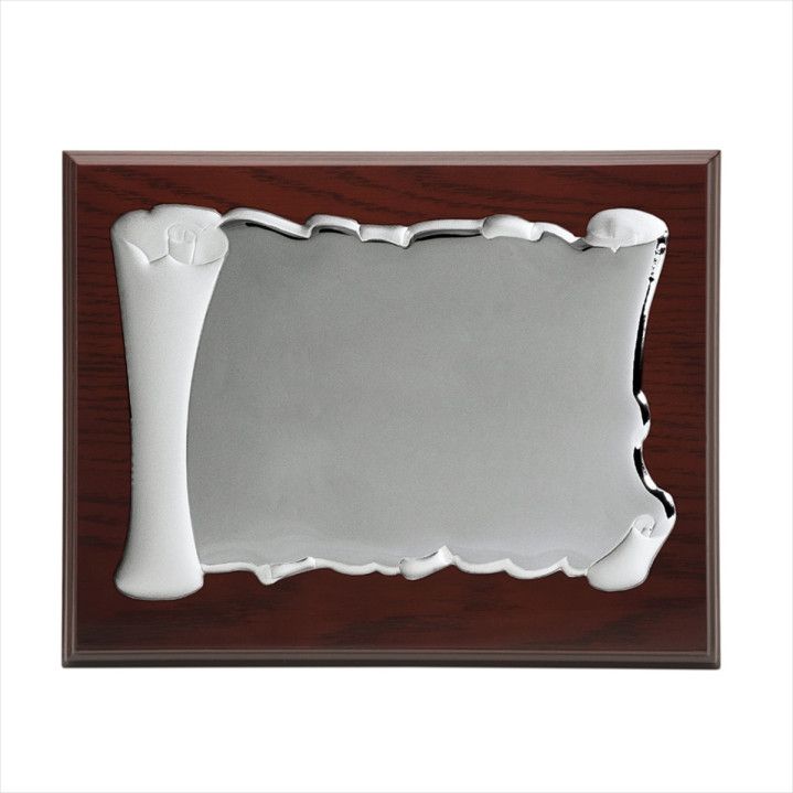 Placa Homenaje Madera-Acero Bilaminado 23x19cm P-2030/2B Pergamino en Brillo