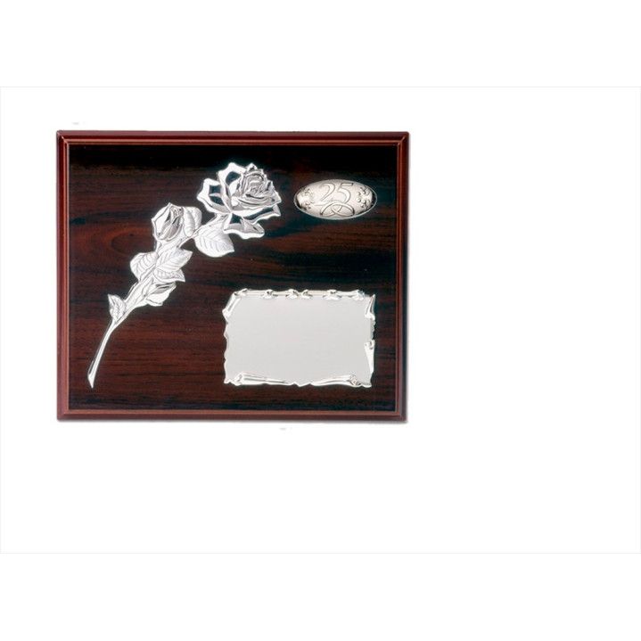 Placa Homenaje Madera-Acero Bilaminado 29x23cm P-2525V Rosa-Pergamino 25 Aniversario