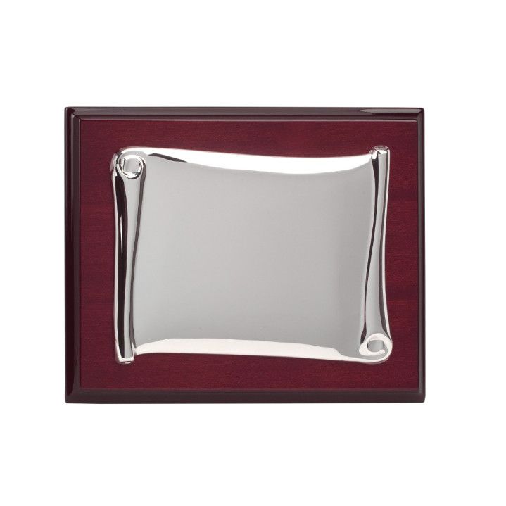 Placa Homenaje Madera-Alpaca 27,8x20,5cm P-4002/2A Pergamino Brillo