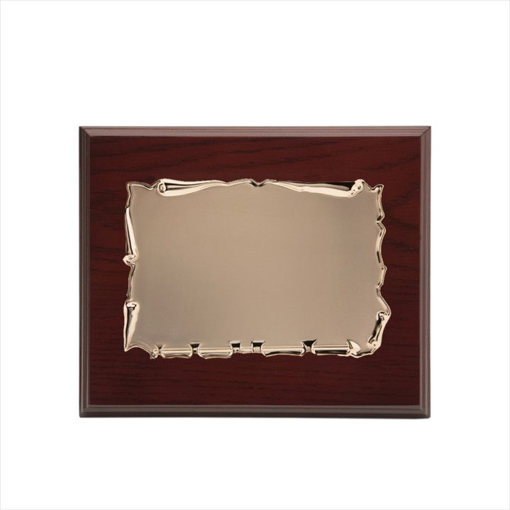 Placa Homenaje Madera-Aluminio 23x19cm P-2046/2M Pergamino Oro Rosa