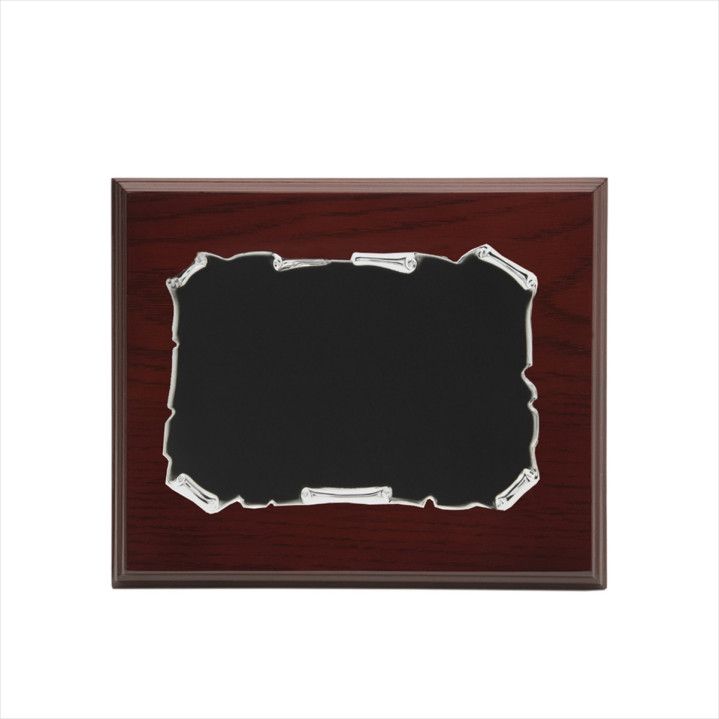 Placa Homenaje Madera-Aluminio 23x19cm P-2047/2M Pergamino Centro Negro