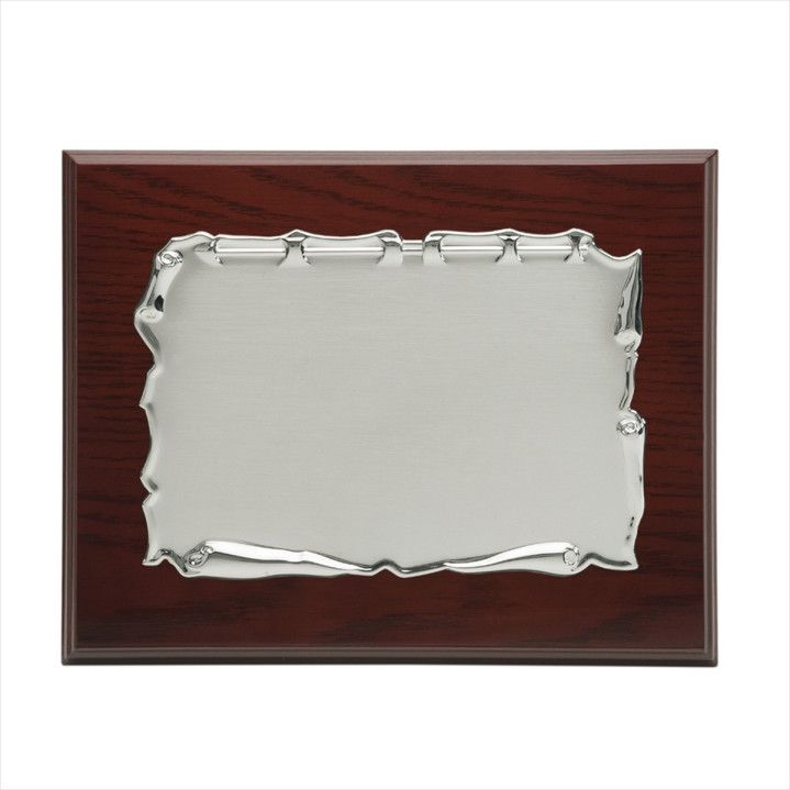 Placa Homenaje Madera-Aluminio 23x19cm P-2051/2M Pergamino Plateado