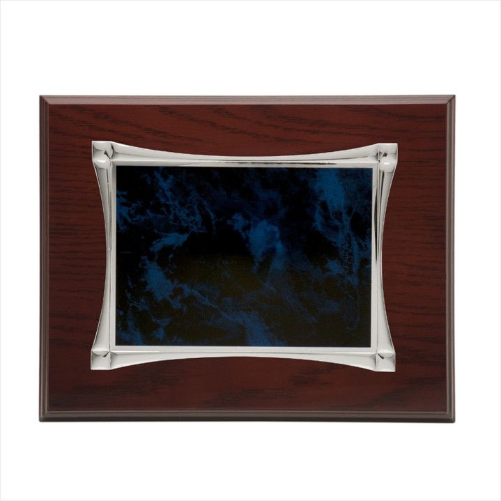 Placa Homenaje Madera-Aluminio 23x19cm P-2082/2X Esquinas Alargadas Centro Azul