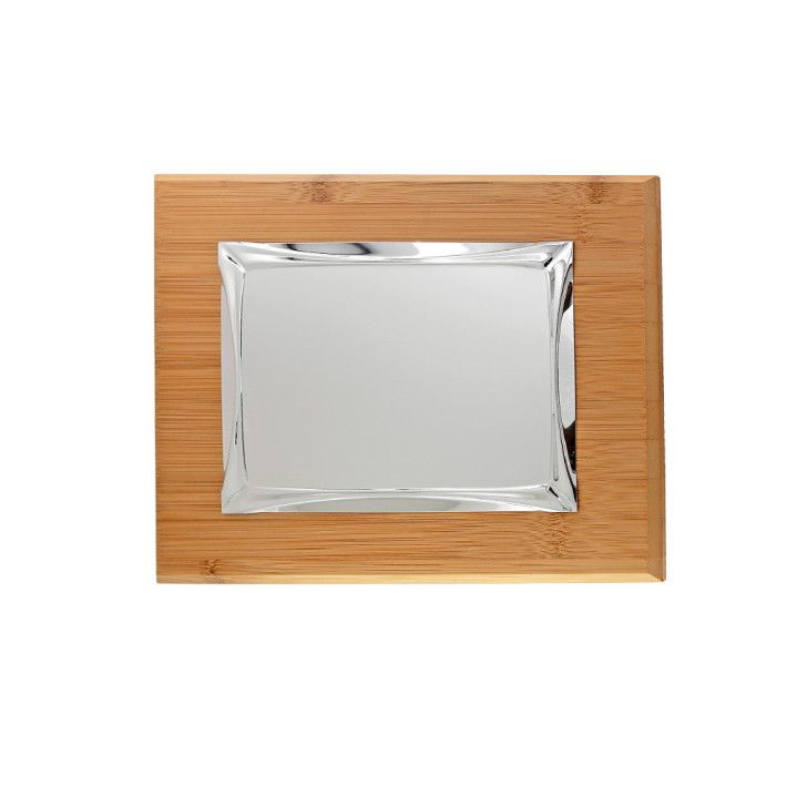 Placa Homenaje Madera-Aluminio 23x19cm P-2121/2X Bordes Detallados Plateada