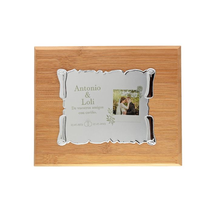 Placa Homenaje Madera-Aluminio 23x19cm P-2122/2X Pergamino Casamiento