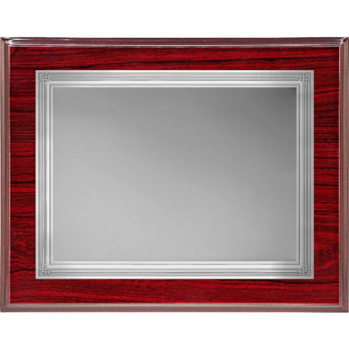 Placa Homenaje Madera-Aluminio 23x19cm P-2130/2X Bordes Adornados Plateada