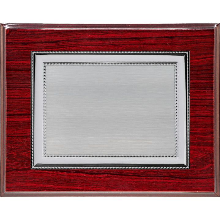 Placa Homenaje Madera-Aluminio 23x19cm P-2136/2X Bordes Gruesos Detallados Plateada