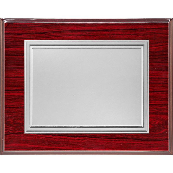 Placa Homenaje Madera-Aluminio 23x19cm P-2137/2X Bordes Lisos Plateada