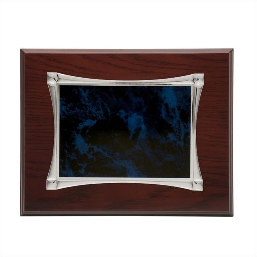 Placa Homenaje Madera-Aluminio 29x23cm P-2082/1X Esquinas Alargadas Centro Azul