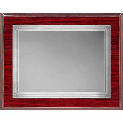 Placa Homenaje Madera-Aluminio 29x23cm P-2130/1X Bordes Adornados Plateada