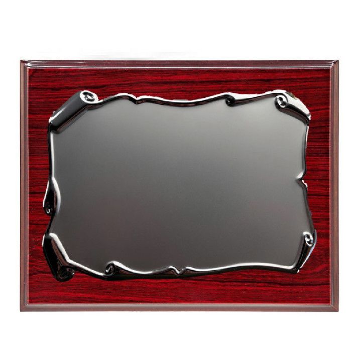 Placa Homenaje Madera-Aluminio 29x23cm P-2142/1M Pergamino Plateado