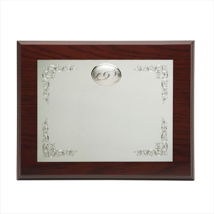 Placa Homenaje Madera-Plata 29x23cm P-2011/1P Óvalos - Estuche Incluido