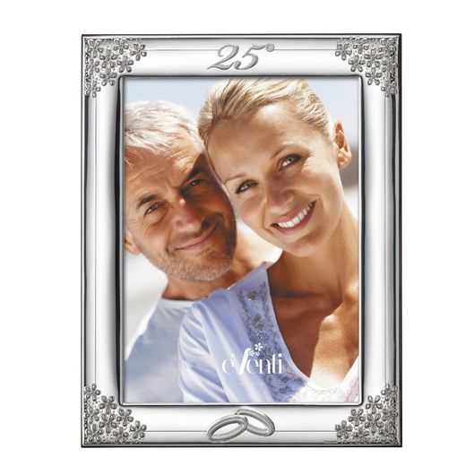 Anniversary Photo Frame 13x18cm EV9250/13V Flower Wedding Rings 25 Years