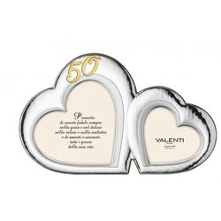 Cornice Portafoto Anniversario Doppio 20x20cm - 13x13cm 52092/2L Cuore 50 Anni