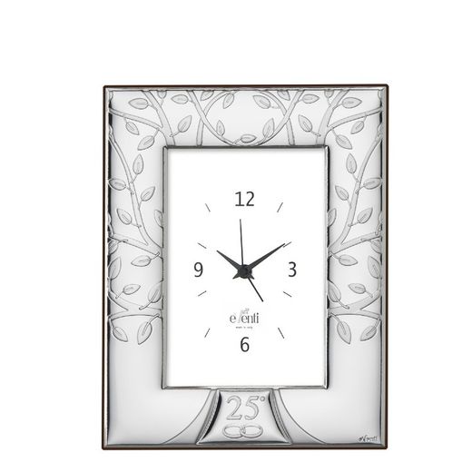 Anniversary Clock Photo Frame 13x18cm EV9240/02V Tree of Life Wedding Rings 25 Years