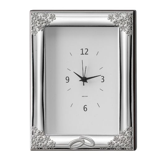 Anniversary Clock Photo Frame 9x13cm EV9250/ORA Flower Rings