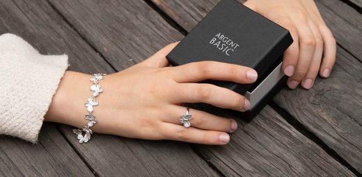 Bracelet Argent Basic Acier 19-22 cm Pierres de lave PUHS1900N