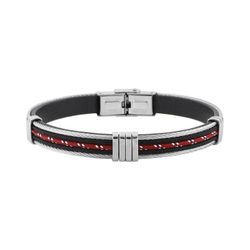 Pulsera Acero Argyor-MRM (AC)403328 Cuerda Negra Con Rojo