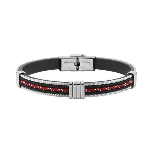 Bracelet en acier Argyor-MRM (AC)403328, corde noire et rouge