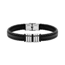 Pulsera Acero Argyor-MRM (AC)403357 Piel Negra Multiple