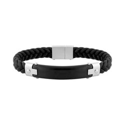 Pulsera Acero Argyor-MRM (AC)403366 Piel Negra Trenzada Placa Negra