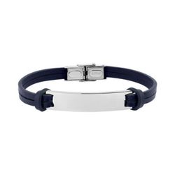 Pulsera Acero Argyor-MRM  (AC)403396 Piel Azul Marino Con Placa