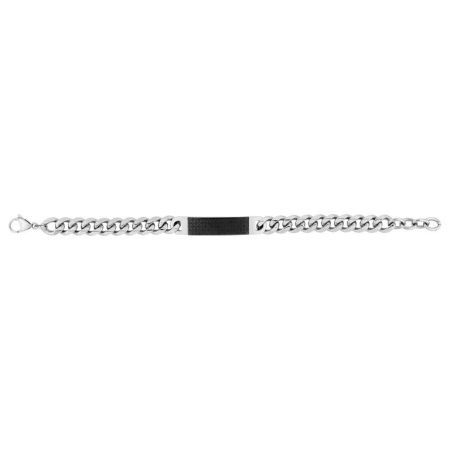 Pulsera Acero Argyor-MRM  (AC)403398 Eslabones Gruesos Con Placa Negra