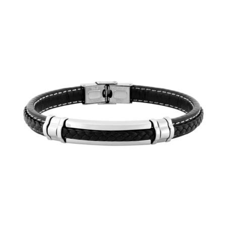 Pulsera Acero Argyor-MRM  (AC)403403 Piel Negra Trenzada