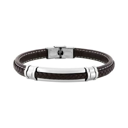 Pulseira de couro trançado marrom Argyor-MRM (AC)403405