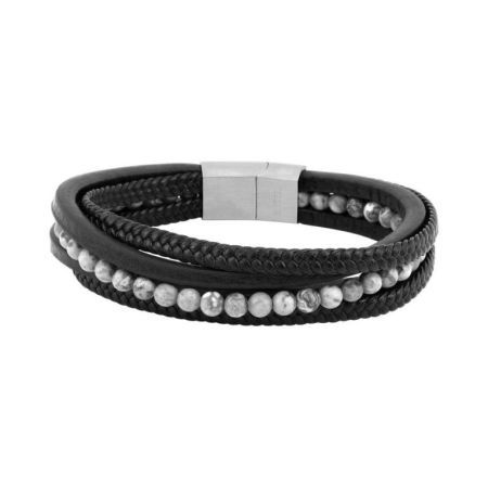 Polsera Acer Argyor-MRM (AC)403406 Pell Negra Múltiple Amb Pedres