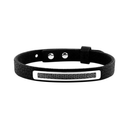 Polsera Acer Argyor-MRM (AC)403421 Pell Negra Amb Placa Bicolor Negra