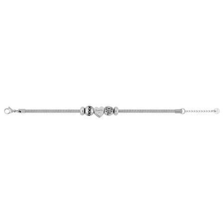 Argyor-MRM (AC)403440 Mesh Steel Bracelet with Heart Charms