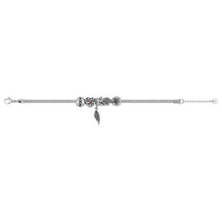 Pulsera Acero Argyor-MRM  (AC)403442 Malla Con Charms Corazón Cisne Y Pluma