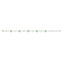 Pulsera Acero Argyor-MRM  (AC)403490 Eslabones Con Flores Blancas y Azules