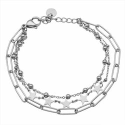 Pulsera Acero B21529 Triple Con Estrellas