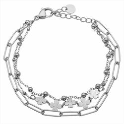 Pulsera Acero B21530 Triple Con Treboles