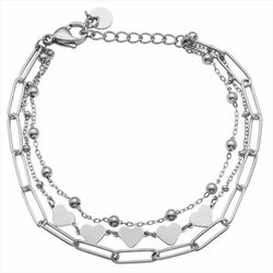 Pulsera Acero B21531 Triple Con Corazón