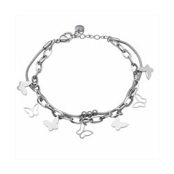 Pulsera Acero B21552 Doble Con Mariposas