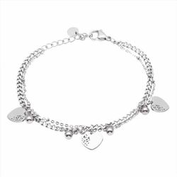 Pulsera Acero B22004 Doble Con Corazones