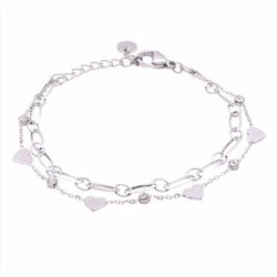 Pulsera Acero B22014 Doble Con Corazones