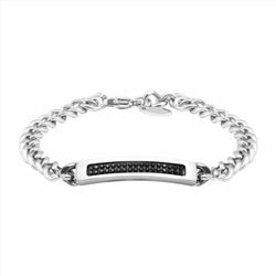 Pulsera Acero B23066 Esclava Con Circonitas Negras