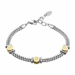 Pulsera Acero Bicolor Dorado B23064 Cadena