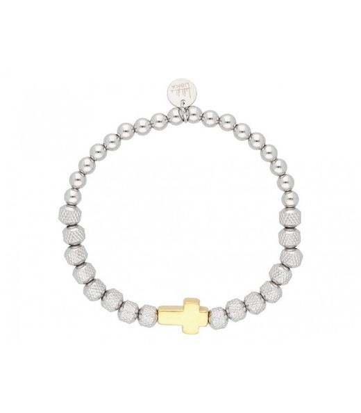 Liska RB165BR-SG Men's Two-Tone Gold Steel Bracelet Cross